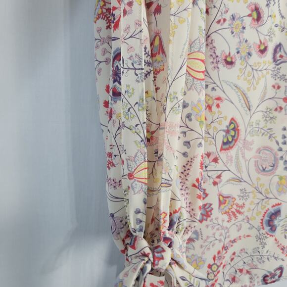 Rose + Olive floral long tie sleeve v-neck top size 3X multicolor boho - Picture 7 of 12